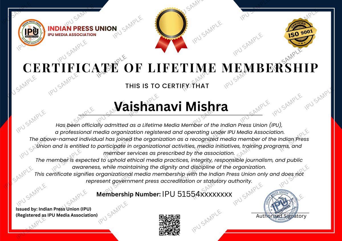 IPU Certificate of Lifetime Membership