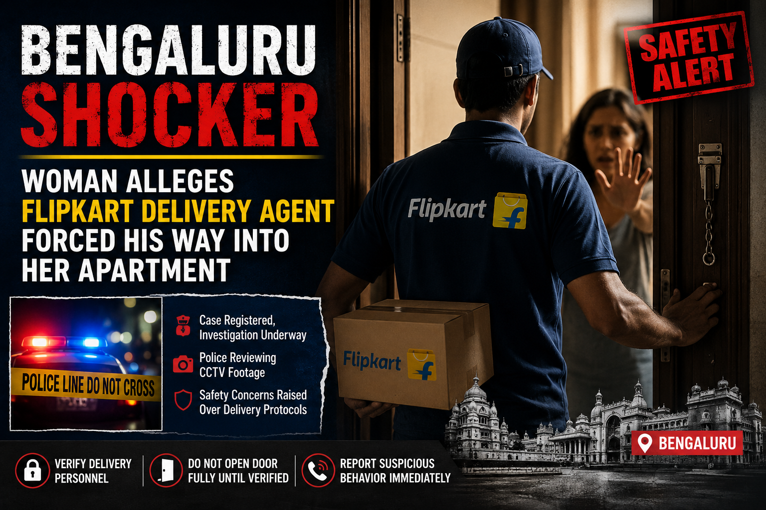 Bengaluru Shocker: Woman Alleges Flipkart Delivery Agent Forced His Way Into Her Apartment