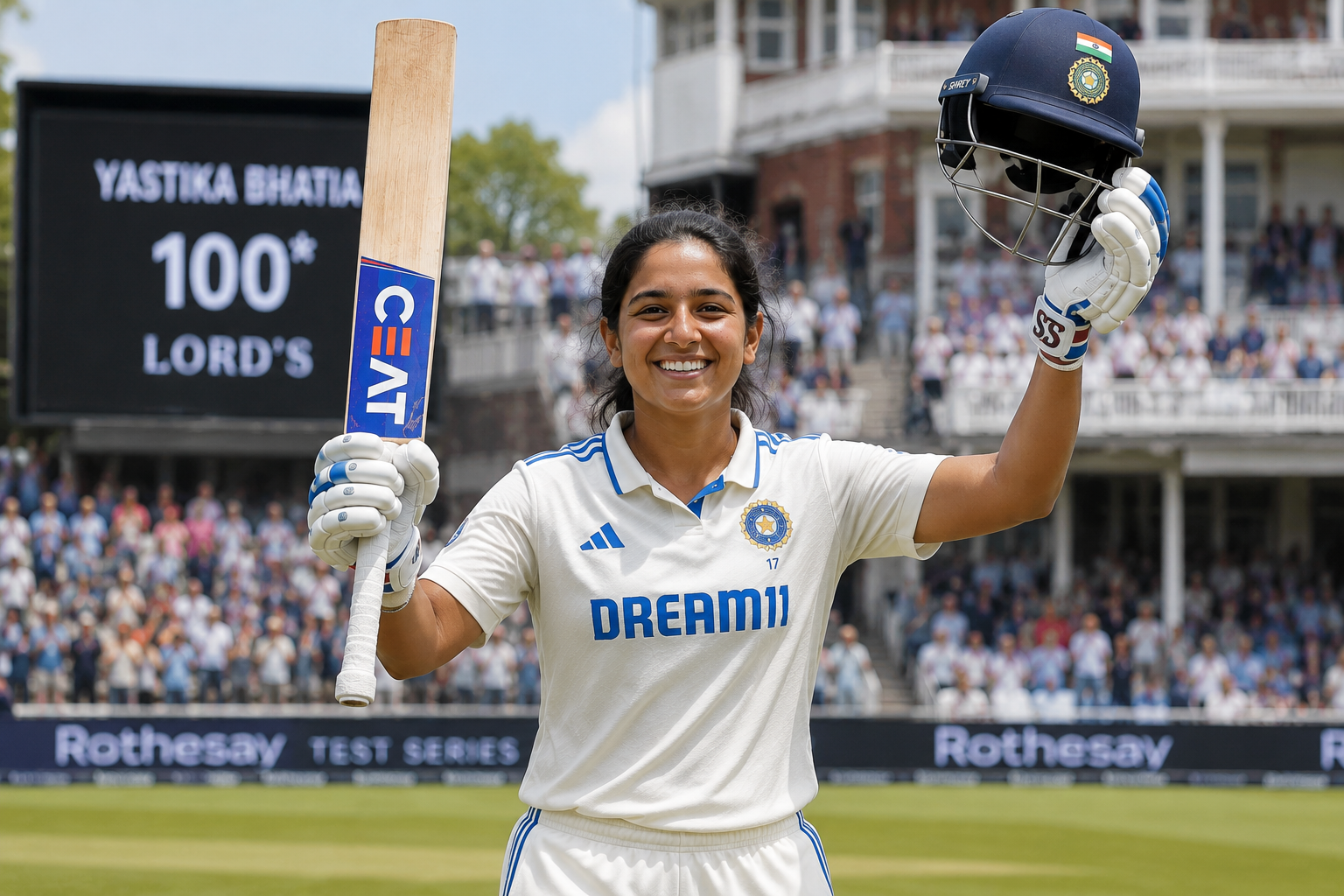 Yastika Bhatia Creates History with Maiden Test Century at Lord's