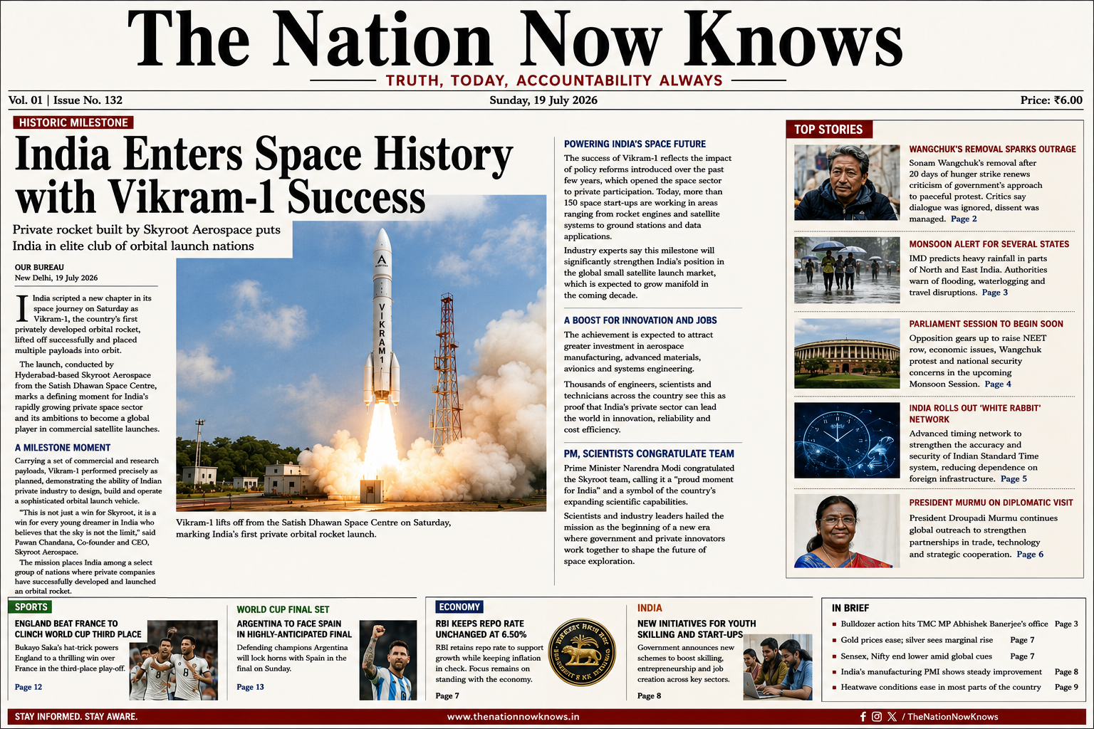 INDIA ENTERS A NEW SPACE ERA AS VIKRAM-1 REACHES ORBIT