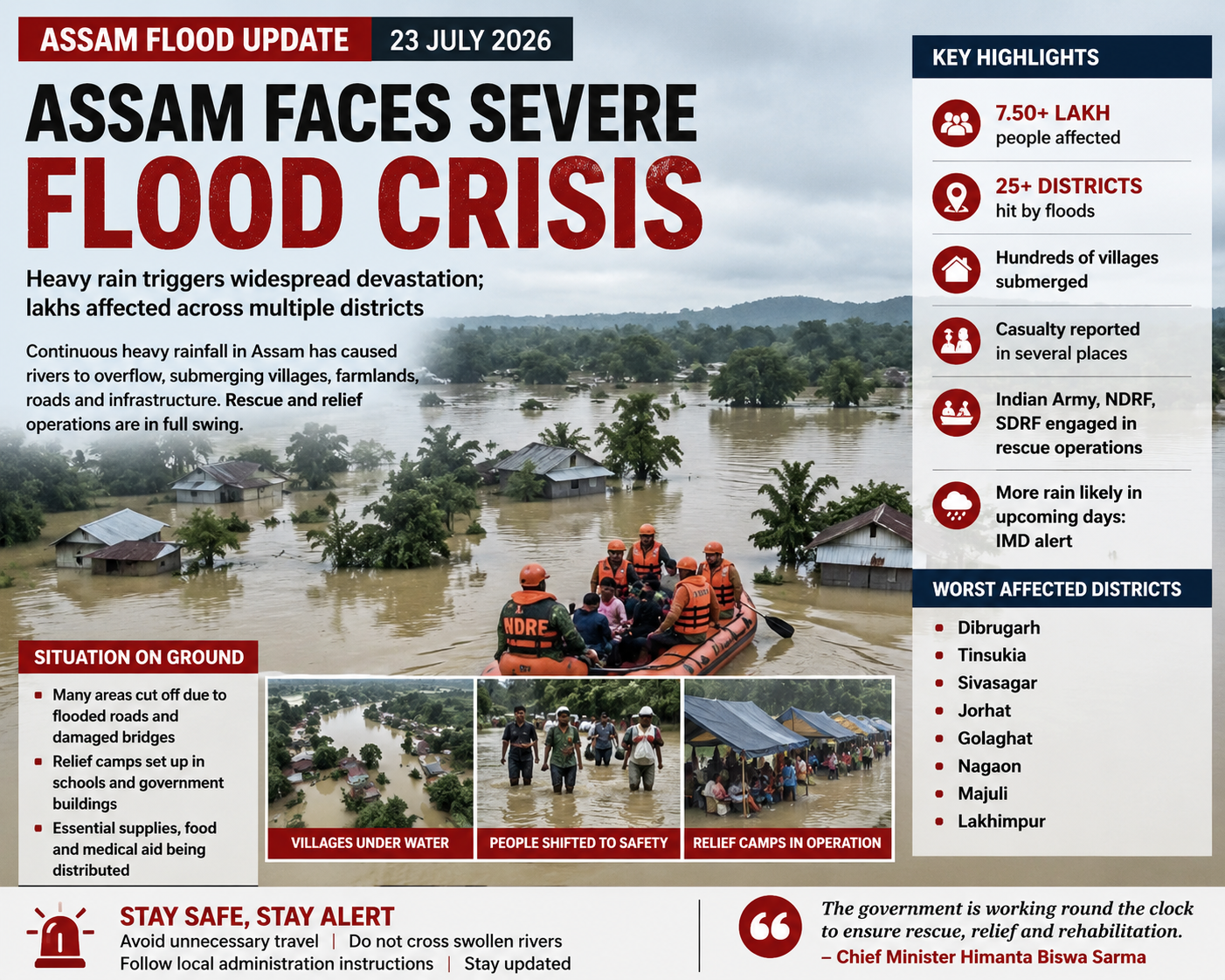 Assam Flood Crisis Deepens as Heavy Rain Continues