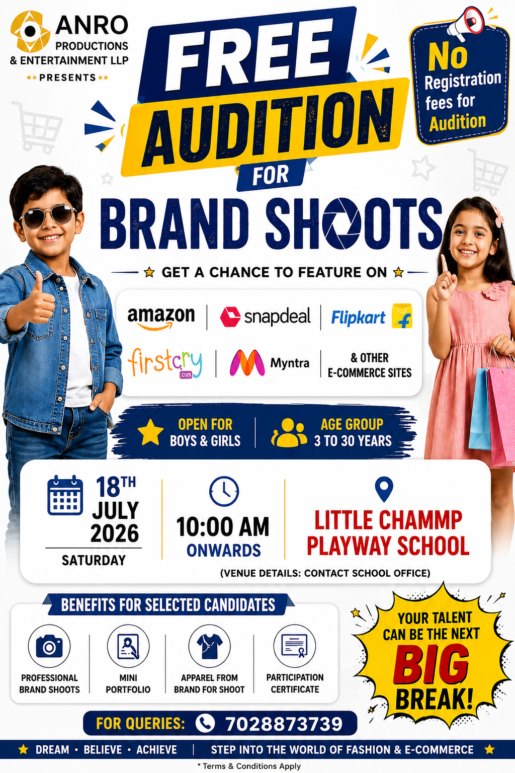 Little Chammp Playway School Successfully Hosts Free E-Commerce Brand Shoot Auditions