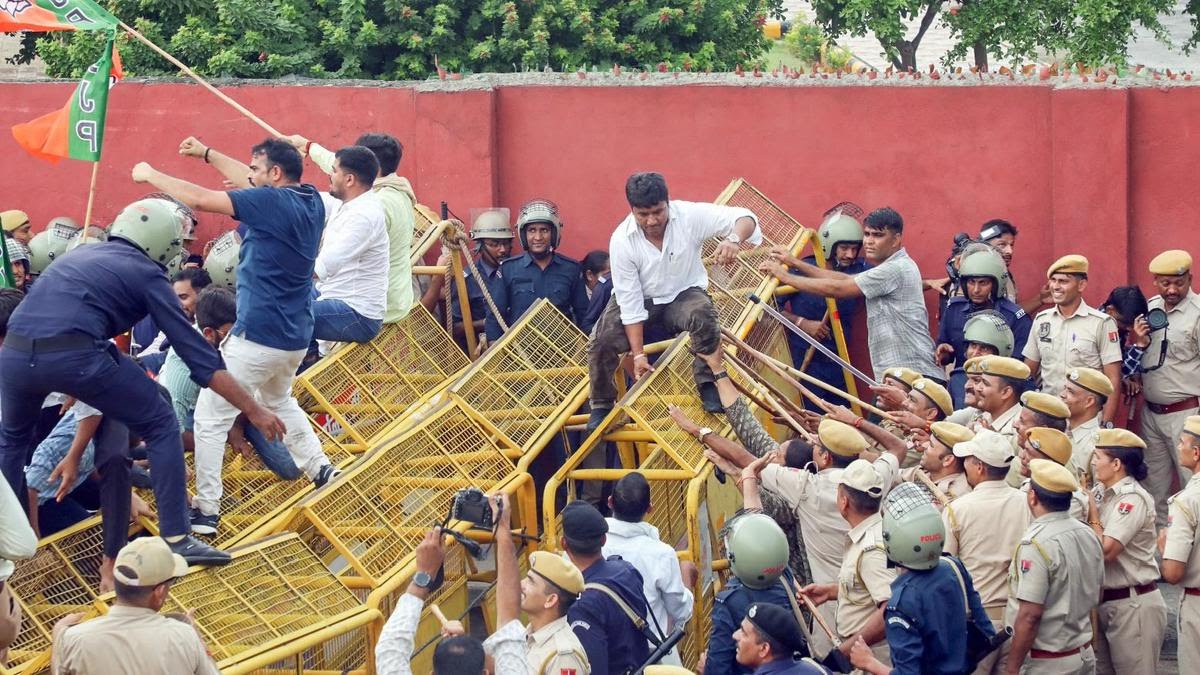 Political Tensions Rise in Jaipur as BJP and Congress Stage Rival Protests