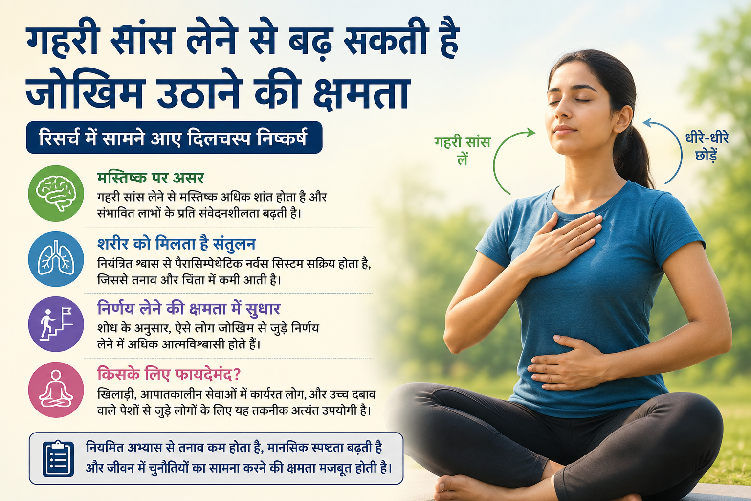 गहरी सांस लेने से बढ़ सकती है जोखिम उठाने की क्षमता, रिसर्च में सामने आए दिलचस्प निष्कर्ष
