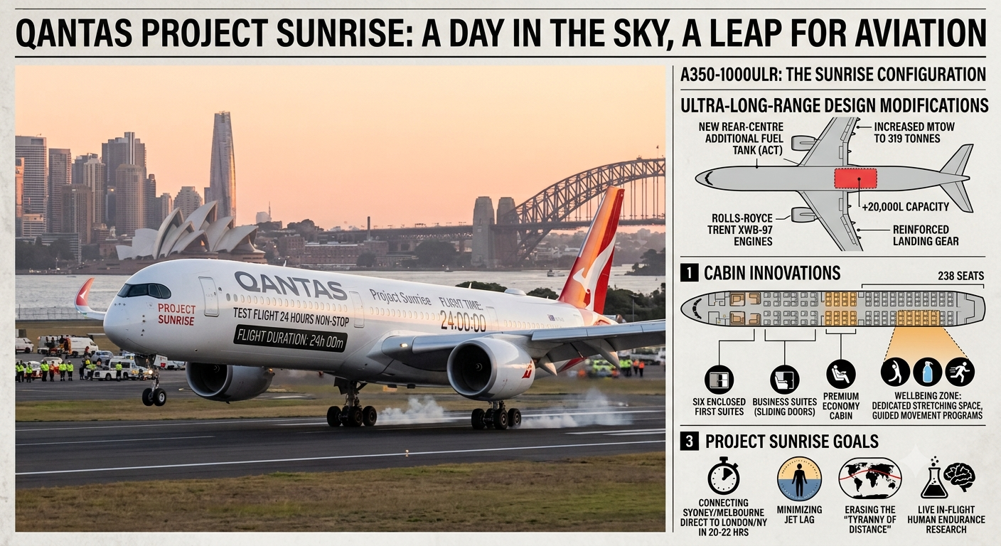 Qantas ‘Project Sunrise’ A350-1000ULR Completes Historic 24-Hour Continuous Endurance Flight