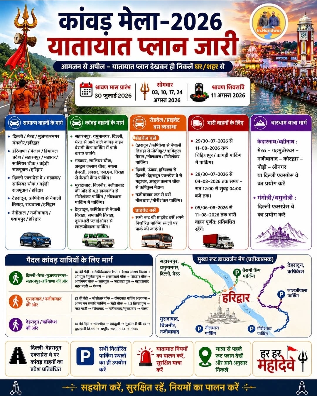 हरिद्वार, ऋषिकेश या देहरादून आने का बना रहे हैं प्लान? पहले पढ़ लें उत्तराखंड पुलिस का रूट डायवर्जन प्लान