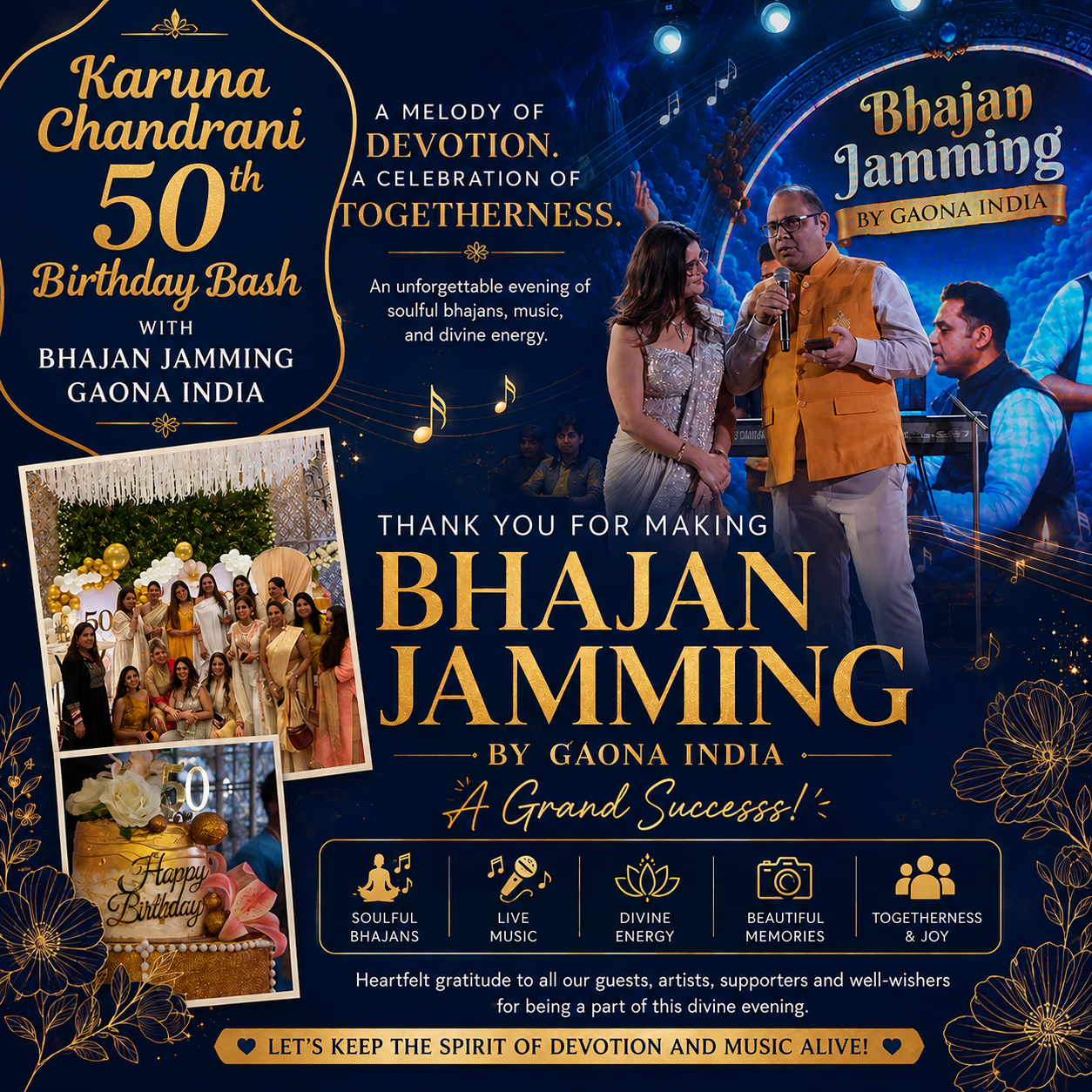 Karuna Chandrani Celebrates a Milestone 50th Birthday with a Soulful Bhajan Jamming Evening by Gaona India