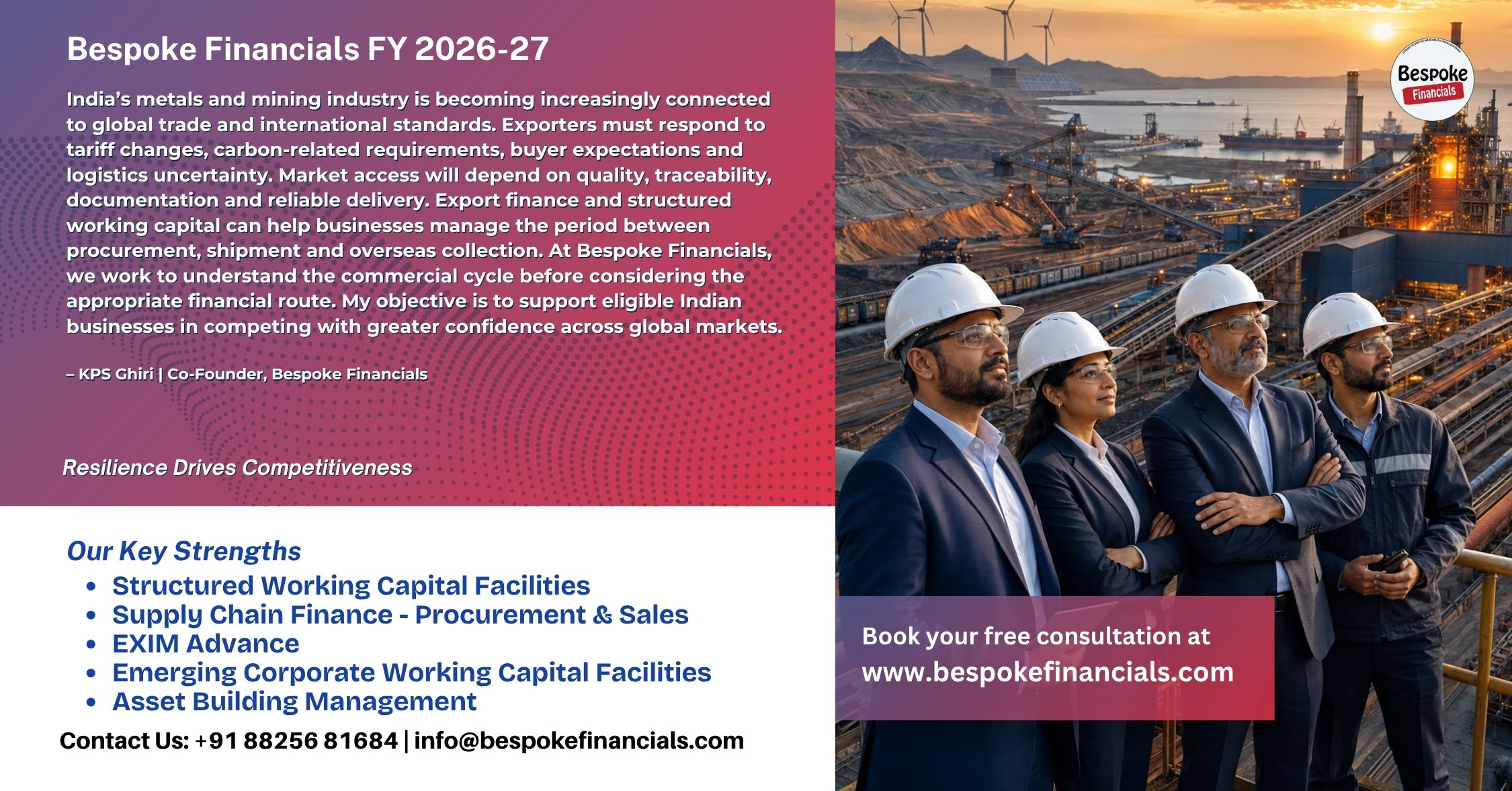 Bespoke Financials Prioritises Working-Capital Support for India’s Metals and Mining Sector