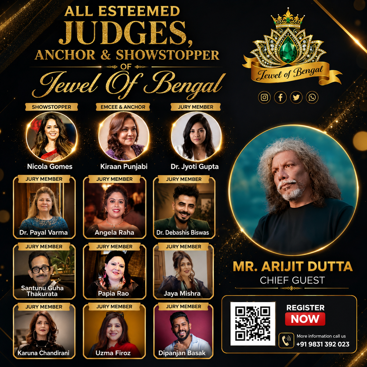 Jewel of Bengal Unveils Distinguished Jury Panel, Showstopper, Anchor and Chief Guest Ahead of the Grand Finale