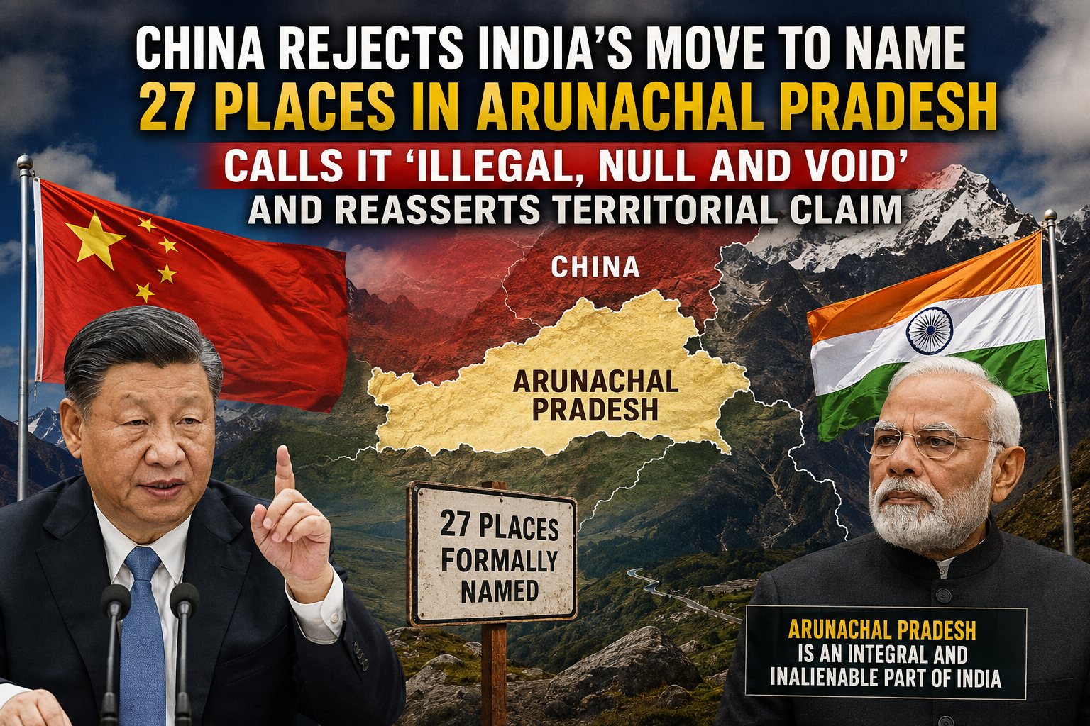China Rejects India’s Naming of 27 Arunachal Pradesh Places, Calls Move ‘Illegal, Null and Void’
