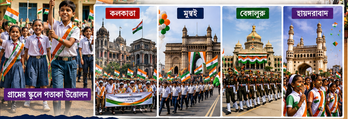 🇮🇳  গ্রামবাংলার স্কুল-মাঠ থেকে লালকেল্লা—দেশজুড়ে ৮০তম স্বাধীনতা দিবসের আবেগ, পতাকা উত্তোলন, সাংস্কৃতিক অনুষ্ঠান ও দেশাত্মবোধের মিলনমেলা