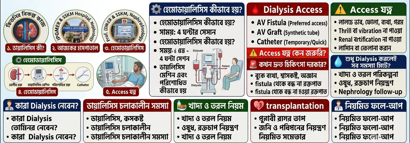 🏥   কিডনি ঠিকমতো কাজ না করলে কীভাবে জীবন বাঁচায় ডায়ালিসিস? কলকাতার SSKM Hospital-কে কেন্দ্র করে জানুন ডায়ালিসিস চিকিৎসার পুরো ব্যবস্থা