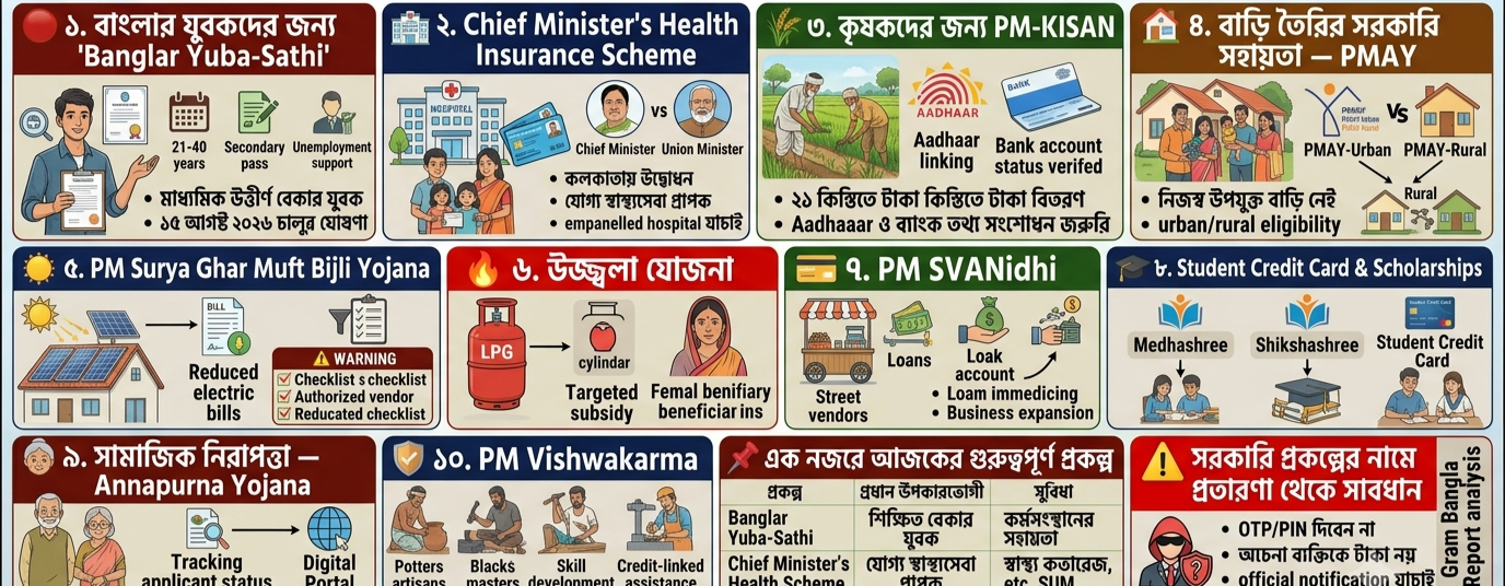 সরকারি প্রকল্প/স্কিম আপডেট: বাংলার মানুষের জন্য কোন কোন সরকারি সুবিধা এখন সবচেয়ে গুরুত্বপূর্ণ? জেনে নিন এক নজরে