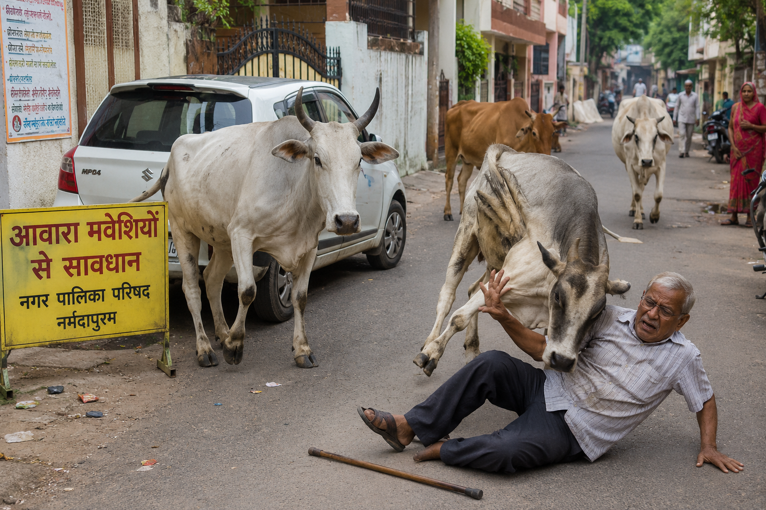 गाय बैल और कुत्तों से वार्ड न. 29 के रहवासियो का घर से बाहर निकलना हुआ दुषवार
