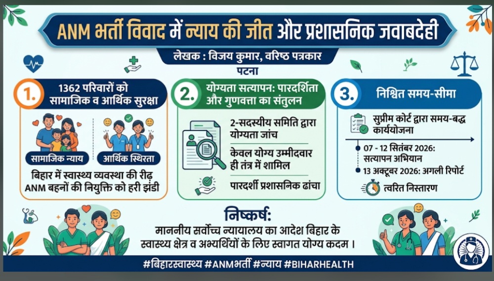 ढाई साल से अटकी नियुक्ति की राह:  सुप्रीम कोर्ट ने 1,362 एएनएम अभ्यर्थियों को नियुक्ति देने का दिया निर्देश