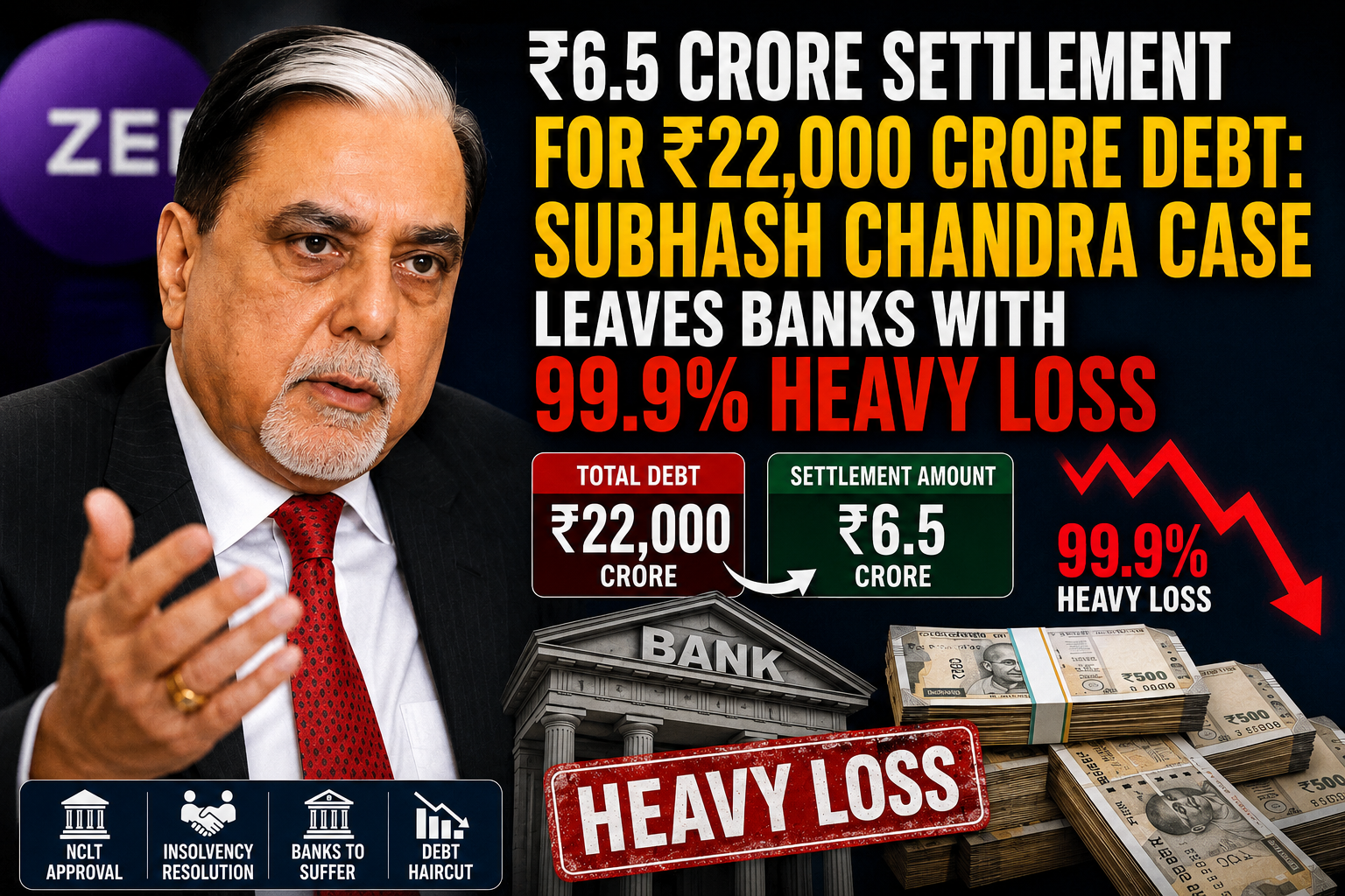 ₹22,000 Crore Debt vs ₹6.5 Crore Repayment: How Did Subhash Chandra’s Insolvency Case Reach a 99.97% Haircut?