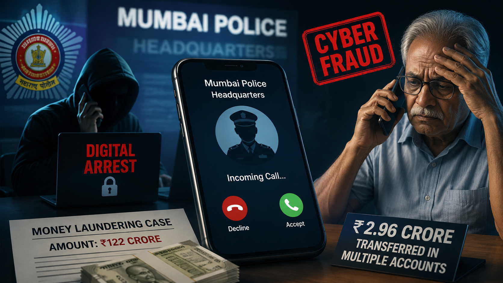 82-YEAR-OLD NRI FROM SURAT'S BARDOLI LOSES ₹2.96 CRORE IN 'DIGITAL ARREST' SCAM POSING AS MUMBAI POLICE