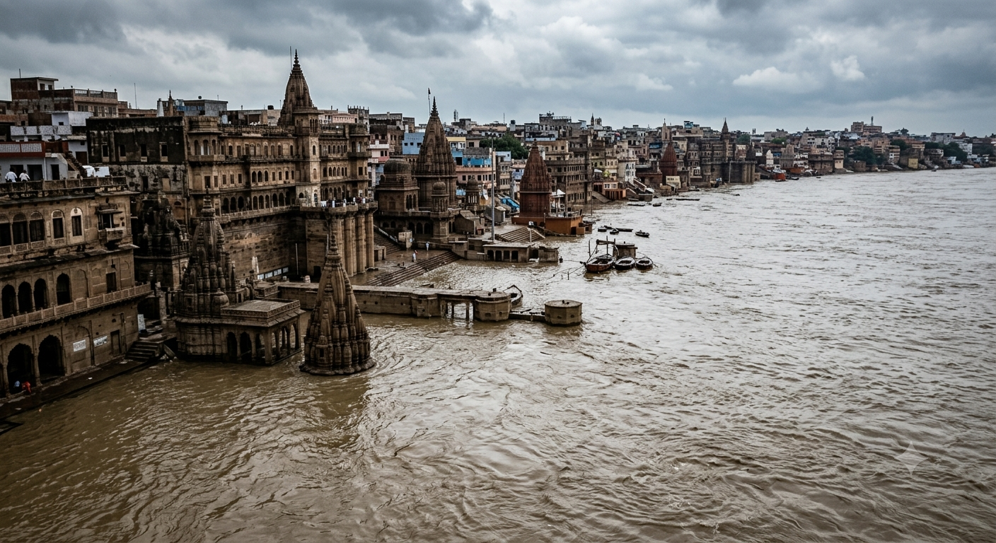 वाराणसी में उफान पर गंगा: बनारस के सभी घाट जलमग्न, अलर्ट जारी