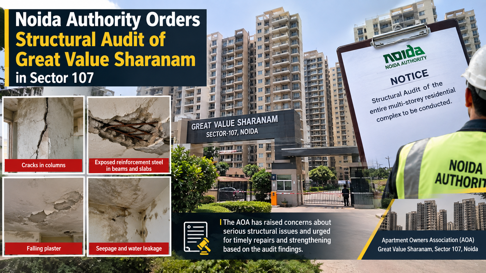 AOA Complaints, Noida Authority Issues Structural Audit Notice to Builder