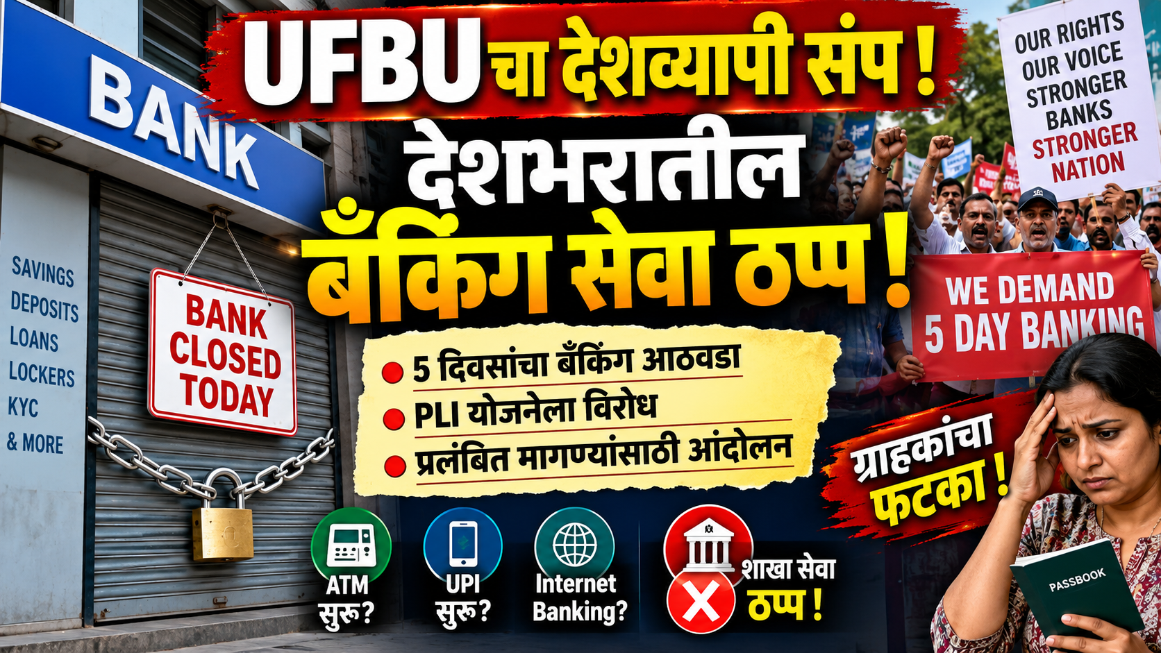 देशभरातील बँकिंग सेवा ठप्प; UFBUच्या देशव्यापी संपाचा ग्राहकांना फटका