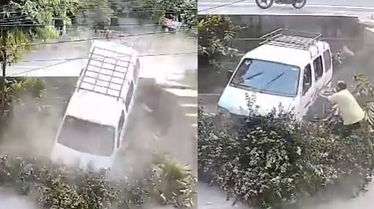 Ghaziabad School Van Crashes Through Tree, Falls 5 Feet Onto Service Lane; Children Rescued Safely
