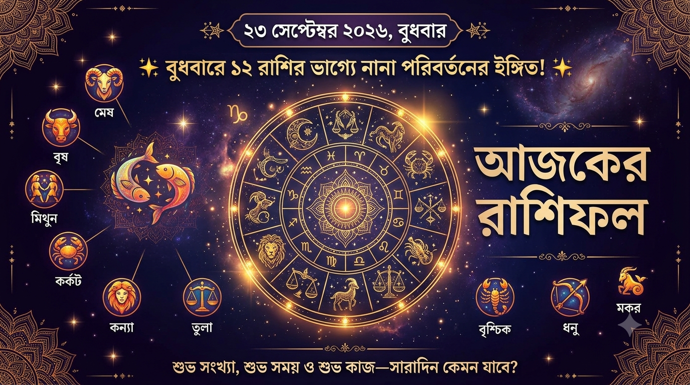 🌟 বুধবারে ১২ রাশির ভাগ্যে নানা পরিবর্তনের ইঙ্গিত! কারও কর্মক্ষেত্রে সুযোগ, কারও অর্থে সতর্কতা—জেনে নিন আজকের রাশিফল