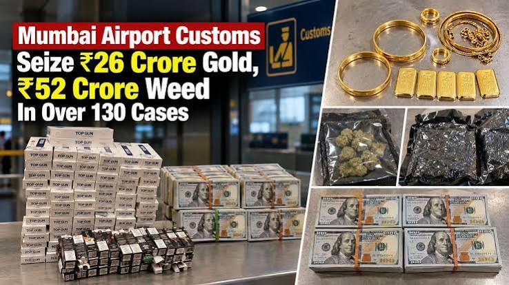 Mumbai Airport Customs Seize ₹26 Crore Gold, ₹52 Crore Hydroponic Weed in One Month