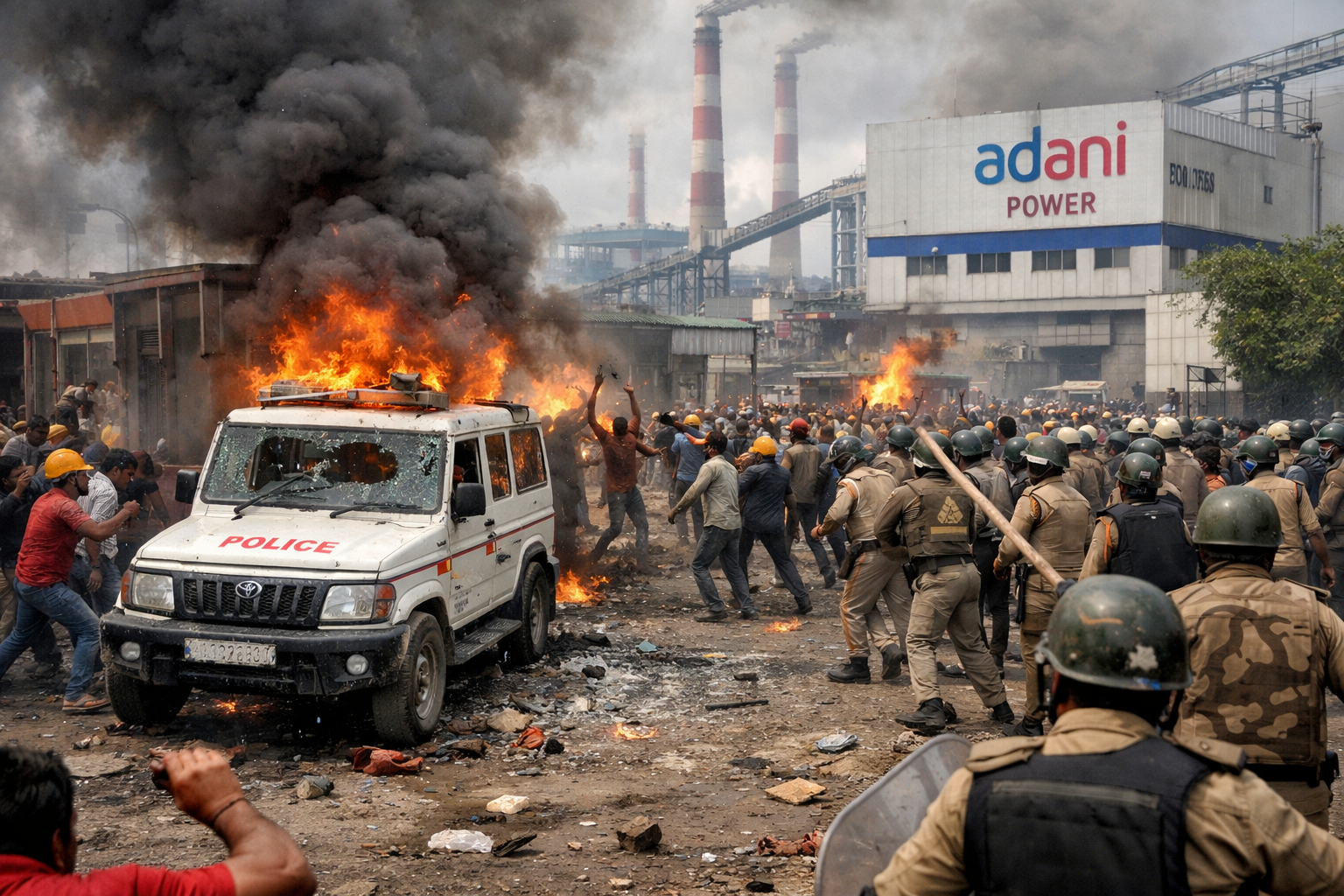 Worker’s Death Sparks Violent Protest at Adani Power Plant in Singrauli