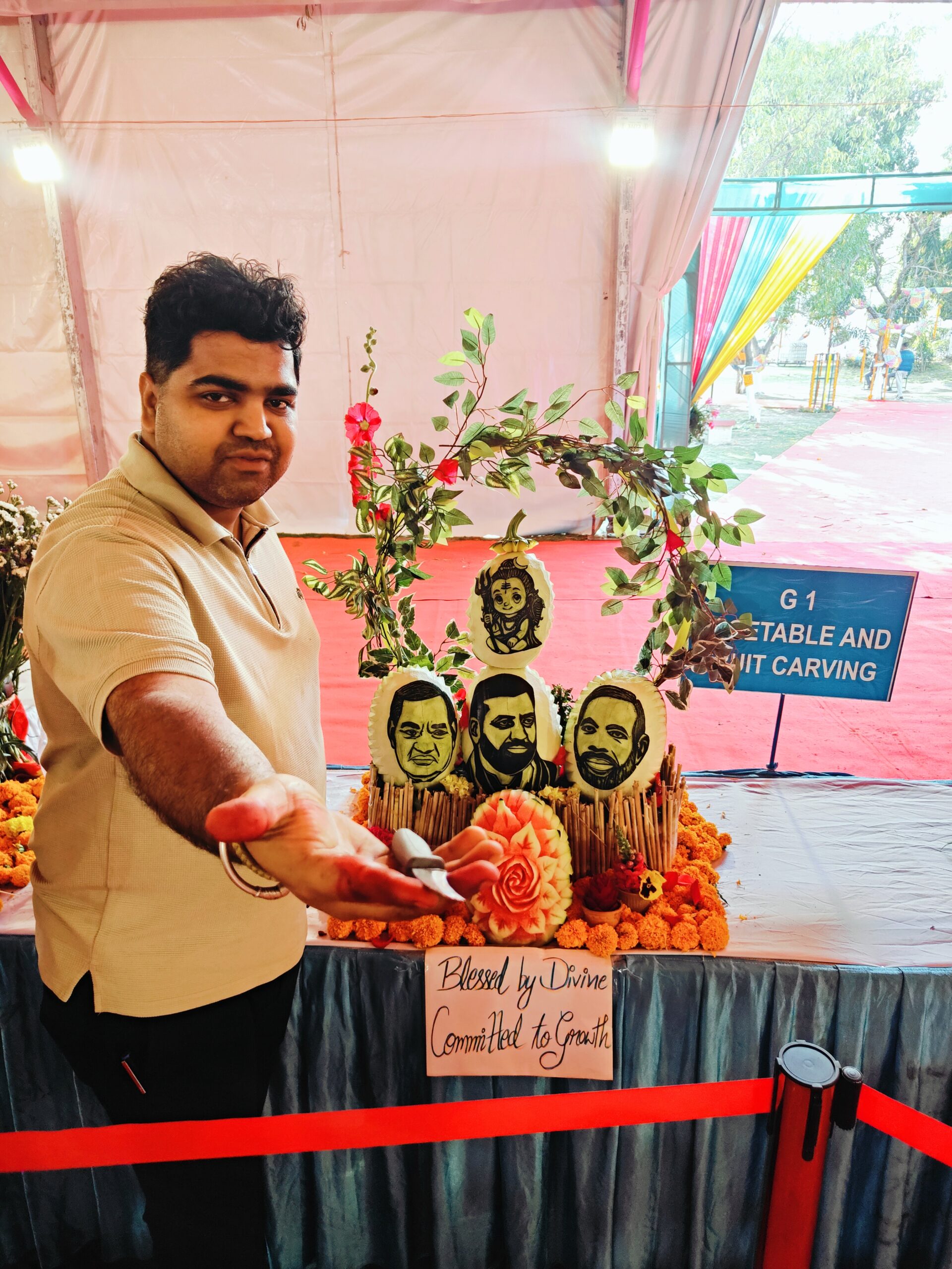 Lord Shiva, PMO India Modi, Atal Bihari Bajpayee ji and CM Haryana Nayab Saini Fruit &amp; Vegetable Carvings by Chef Sahil become Centre of Attraction at Vasant Utsav 2026, Panchkula