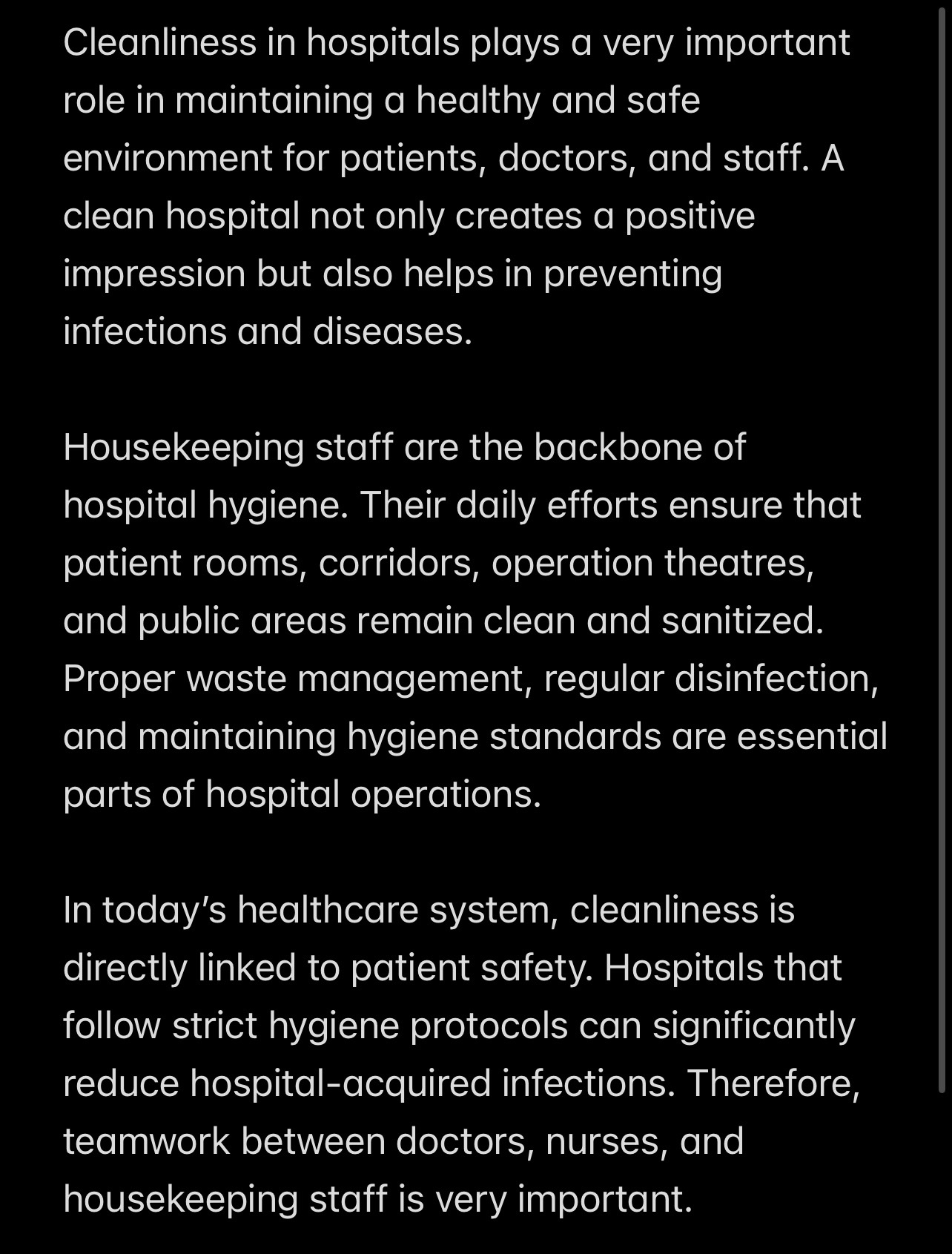 The Importance of Cleanliness in Hospitals