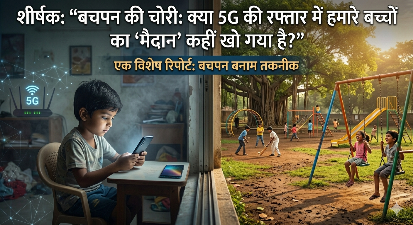 शीर्षक: "बचपन की चोरी: क्या 5G की रफ़्तार में हमारे बच्चों का 'मैदान' कहीं खो गया है?"