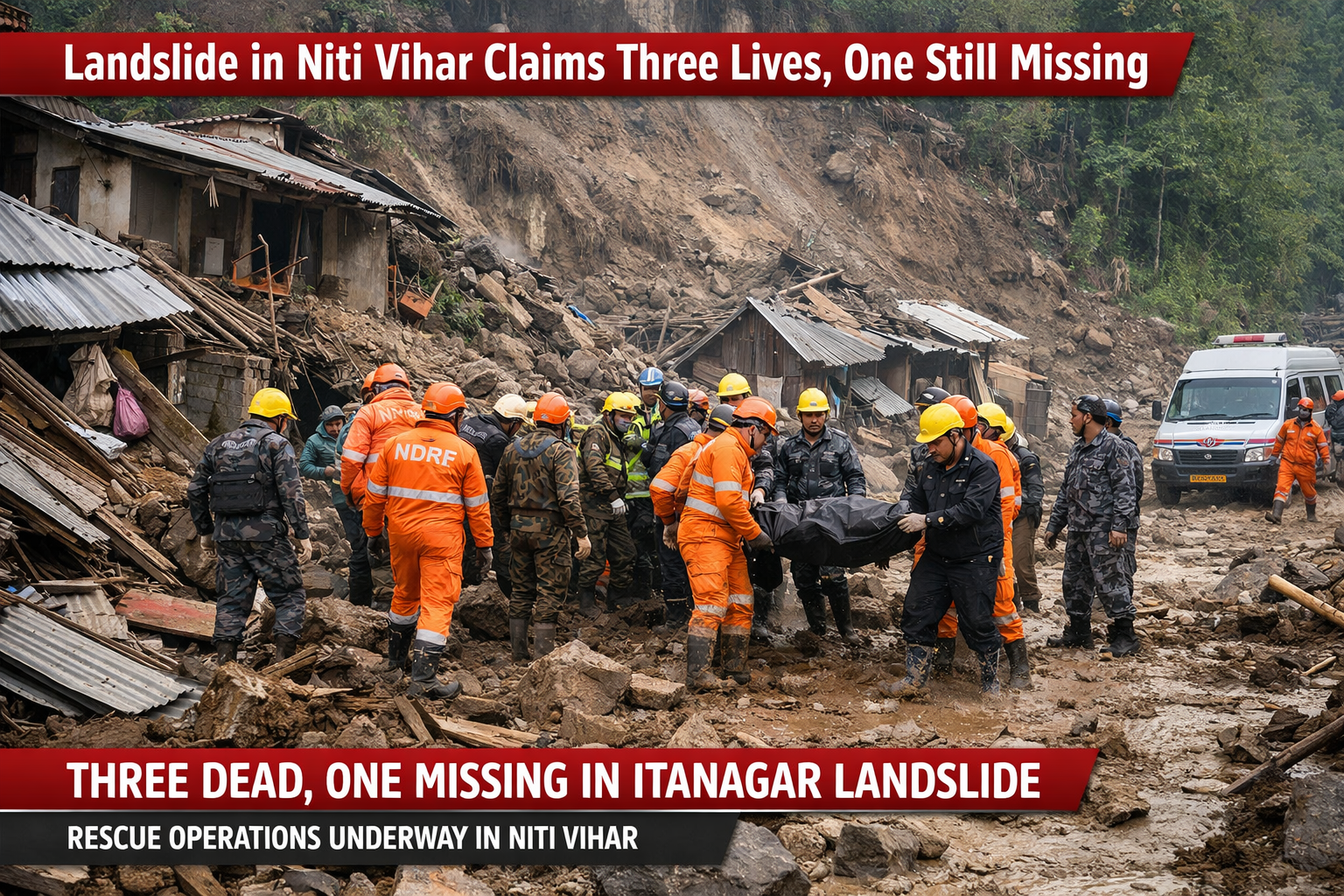 Landslide in Niti Vihar Claims Three Lives, One Still Missing