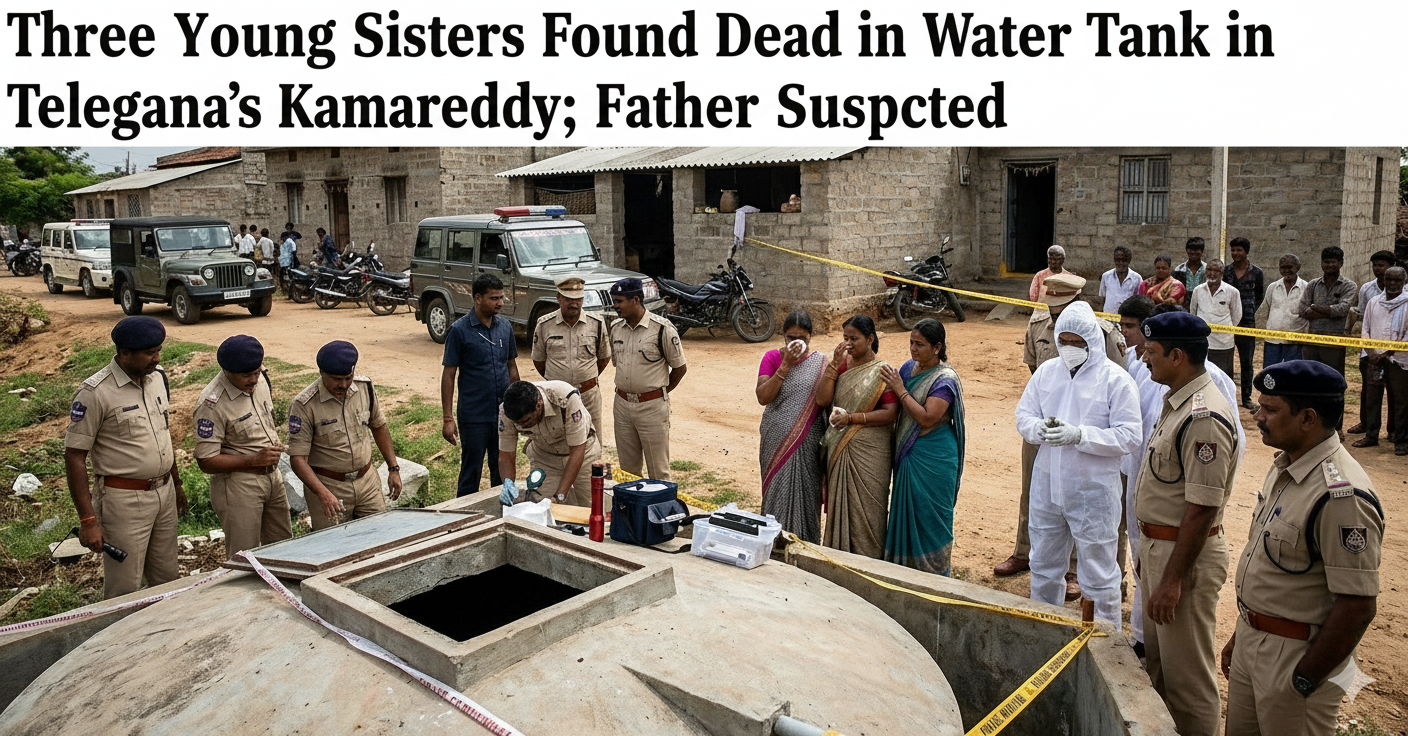 Three Young Sisters Found Dead in Water Tank in Telangana’s Kamareddy; Father Suspected