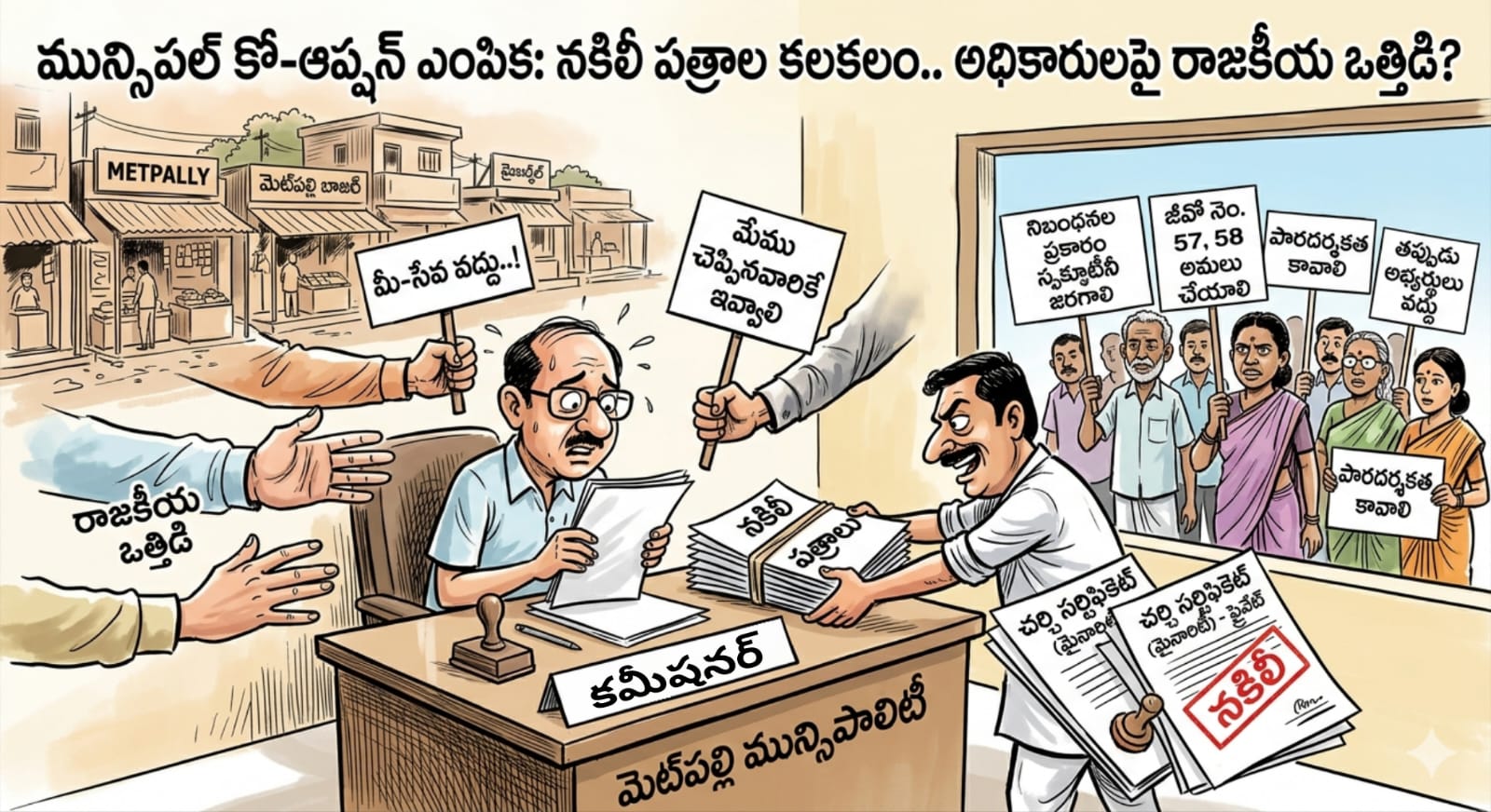 మున్సిపల్ కో-ఆప్షన్ ఎంపికలో పారదర్శకతపై సందేహాలు; నిబంధనల ప్రకారం స్క్రూటీనీకి ప్రజల డిమాండ్