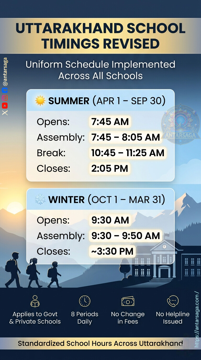 Uttarakhand Implements New School Timings; Uniform Seasonal Schedule Enforced Across State