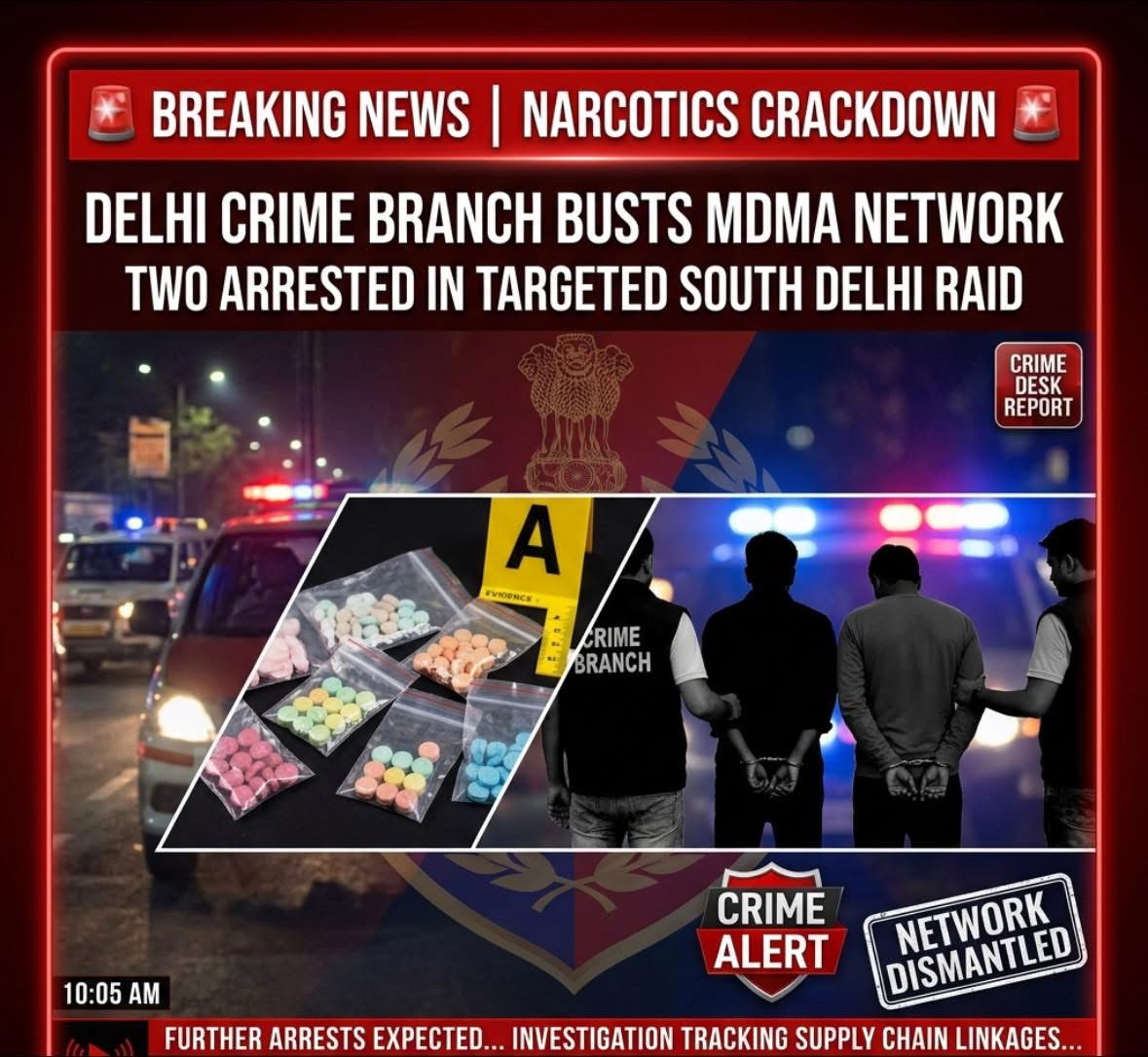 Two Arrested in Delhi Crime Branch Operation; MDMA Seized, Probe Underway