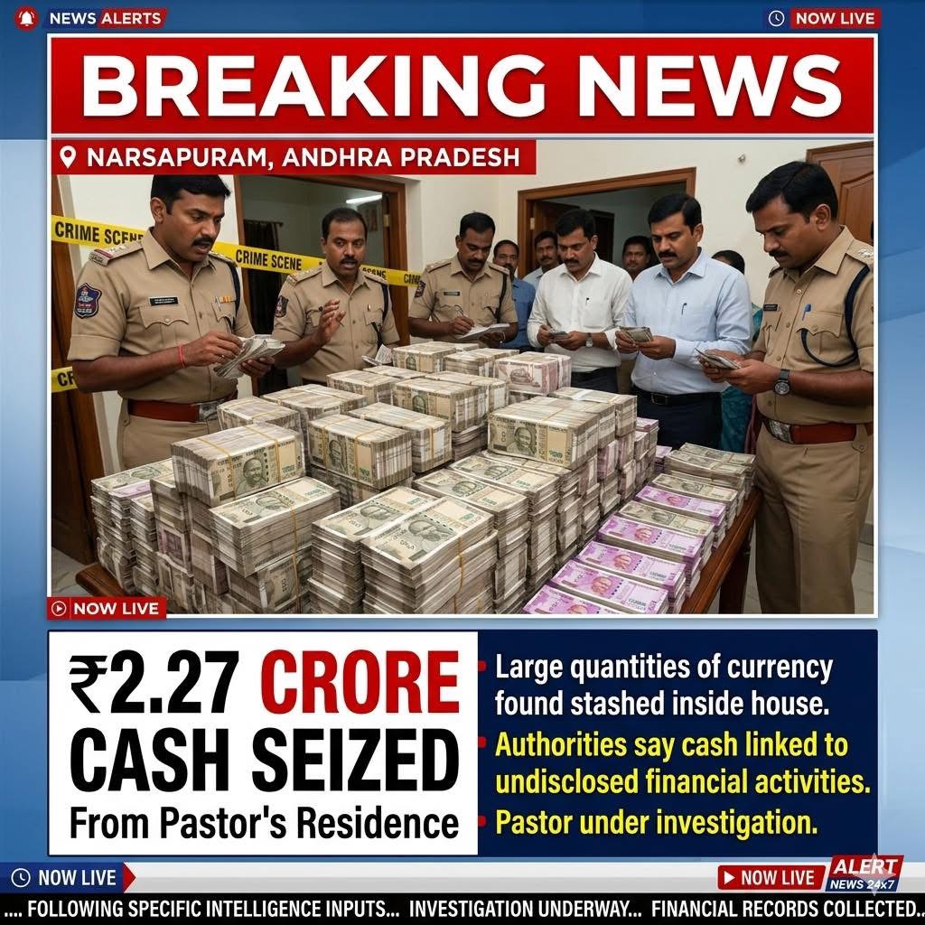 ₹2.27 Crore Cash Seized During Raid in Narsapuram, Investigation Underway