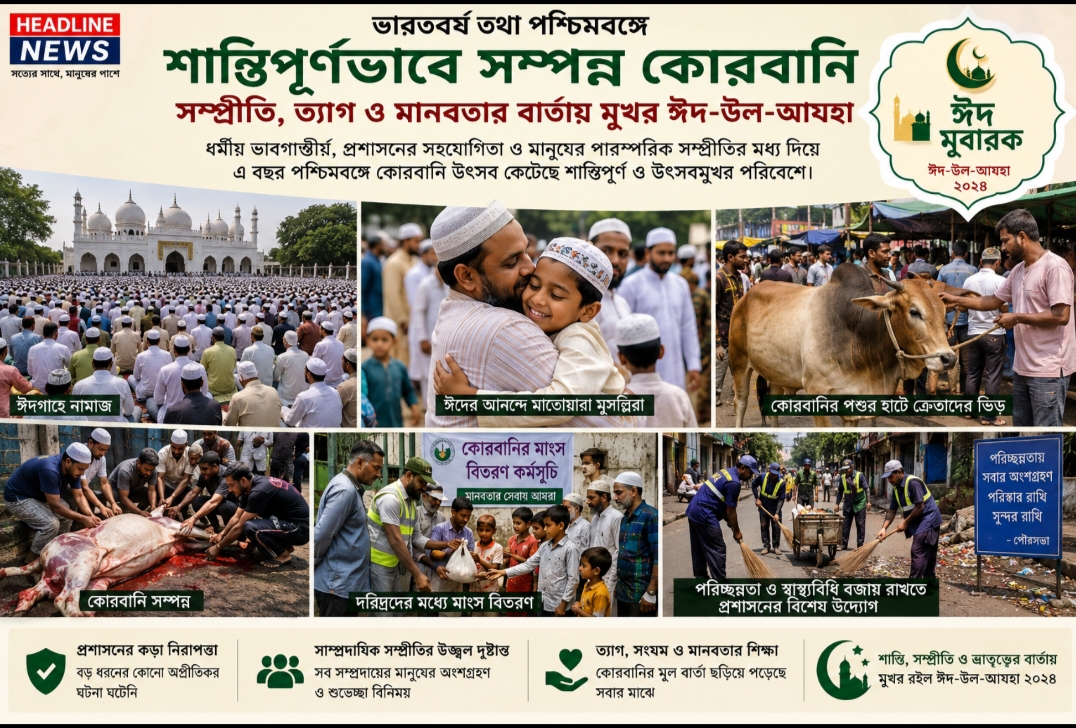ভারতবর্ষ ও পশ্চিমবঙ্গে পালিত হলো পবিত্র ঈদ-উল-আযহা ত্যাগ, সম্প্রীতি ও মানবতার বার্তায় মুখর উৎসব