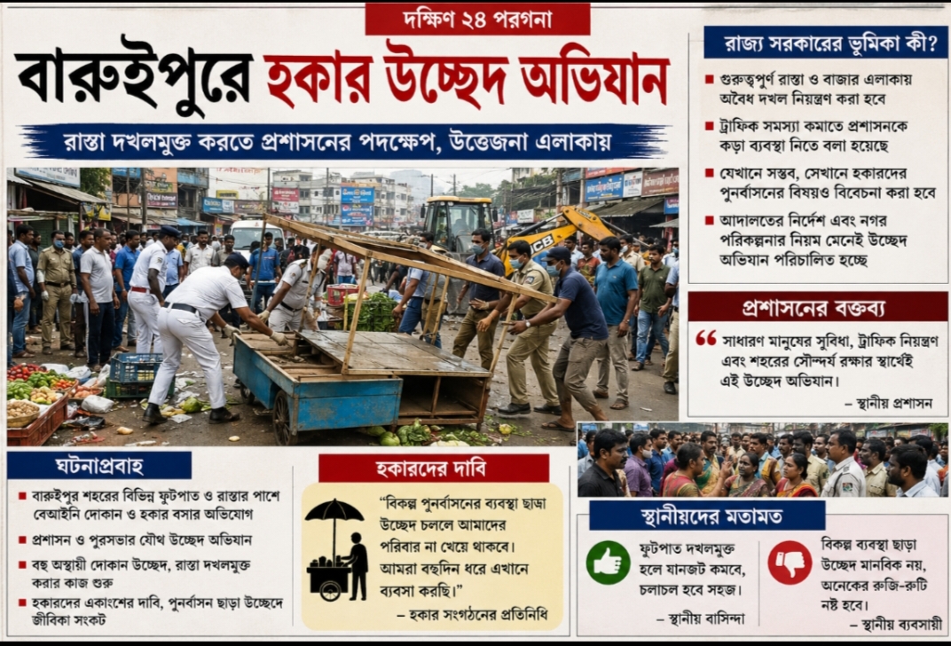 বারুইপুরে হকার উচ্ছেদ অভিযান ঘিরে আলোচনা