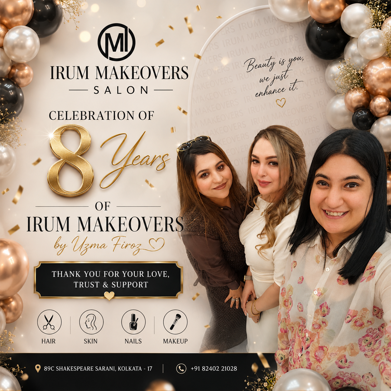 Irum Makeovers Celebrates 8 Years of Beauty and Excellence in Kolkata