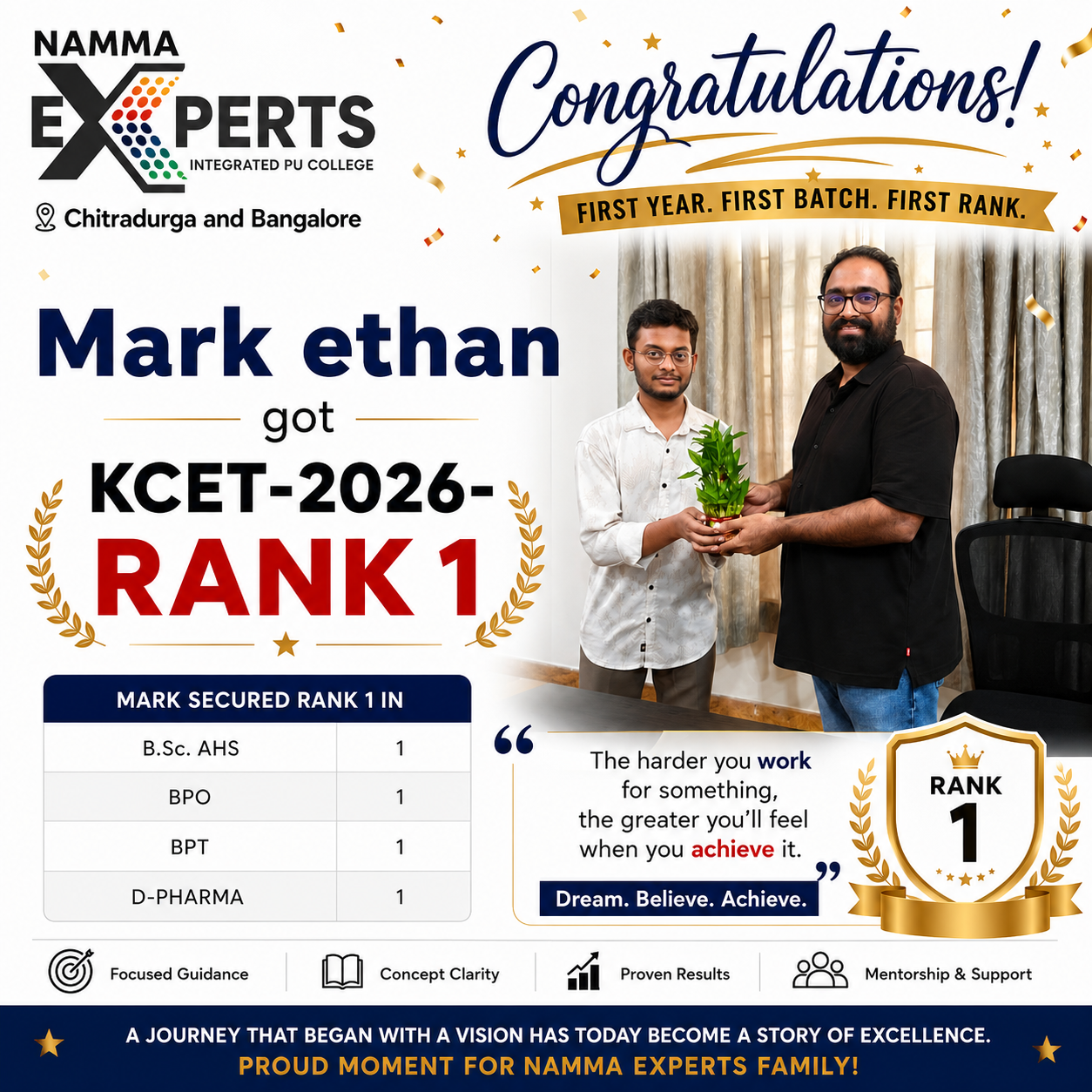 NAMMA EXPERTS Integrated PU College Celebrates Outstanding KCET 2026 Performanc