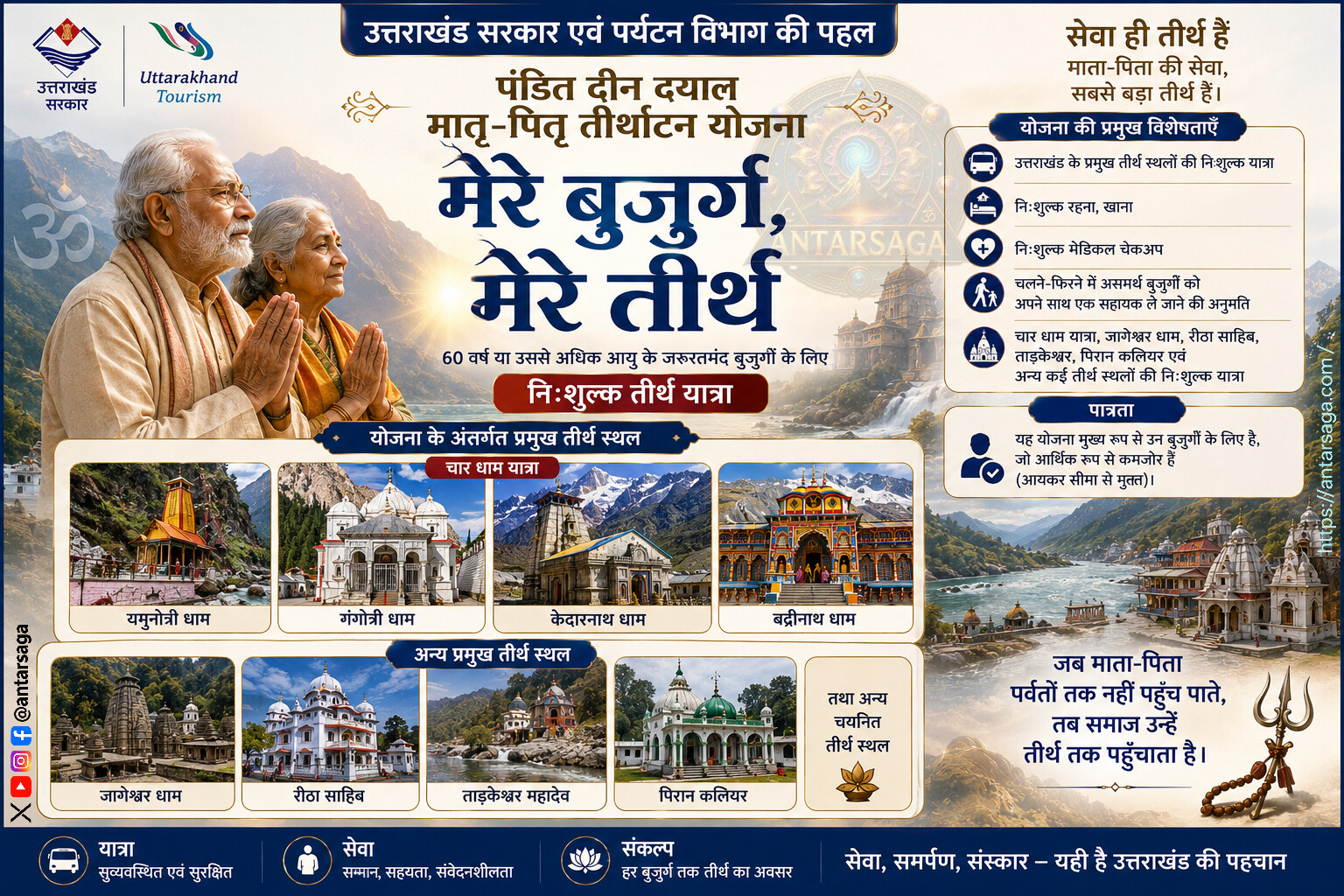 उत्तराखंड की 'मेरे बुजुर्ग, मेरे तीर्थ' योजना: सिर्फ चारधाम नहीं, अनेक तीर्थों तक निःशुल्क यात्र