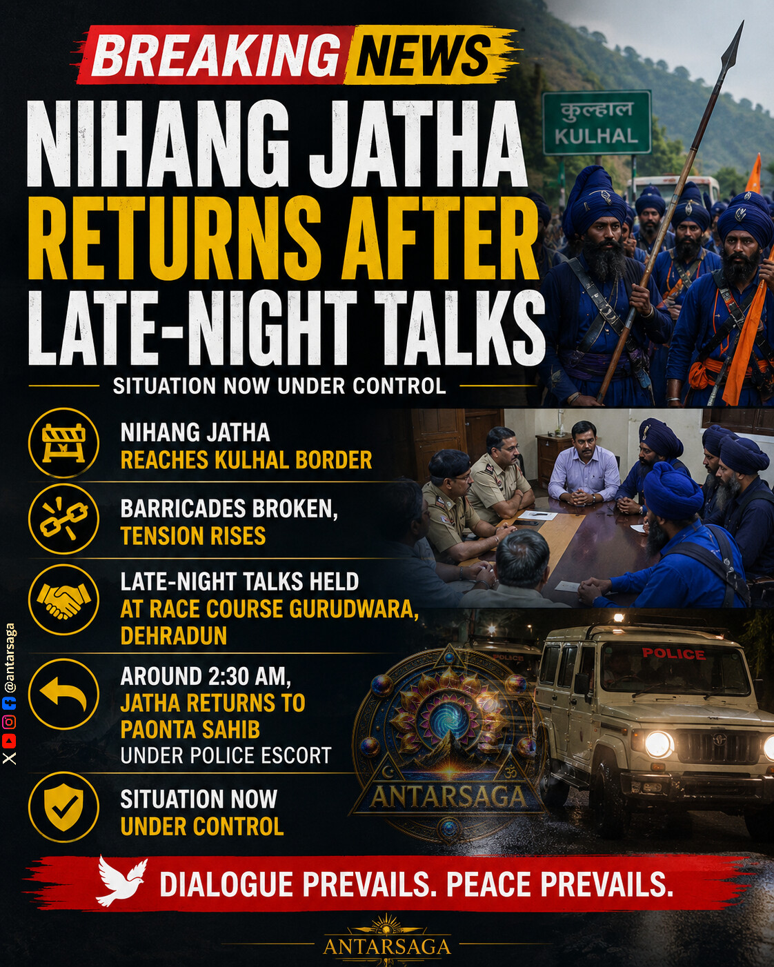 Nihang Jatha Returns After Late-Night Talks; Situation Remains Under Control in Uttarakhand