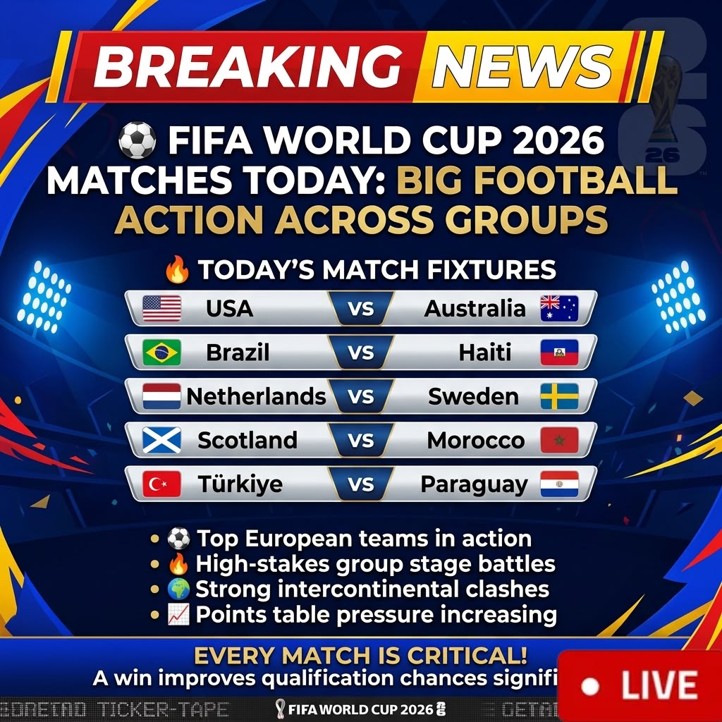 FIFA World Cup 2026: Group Stage Matches Scheduled Today