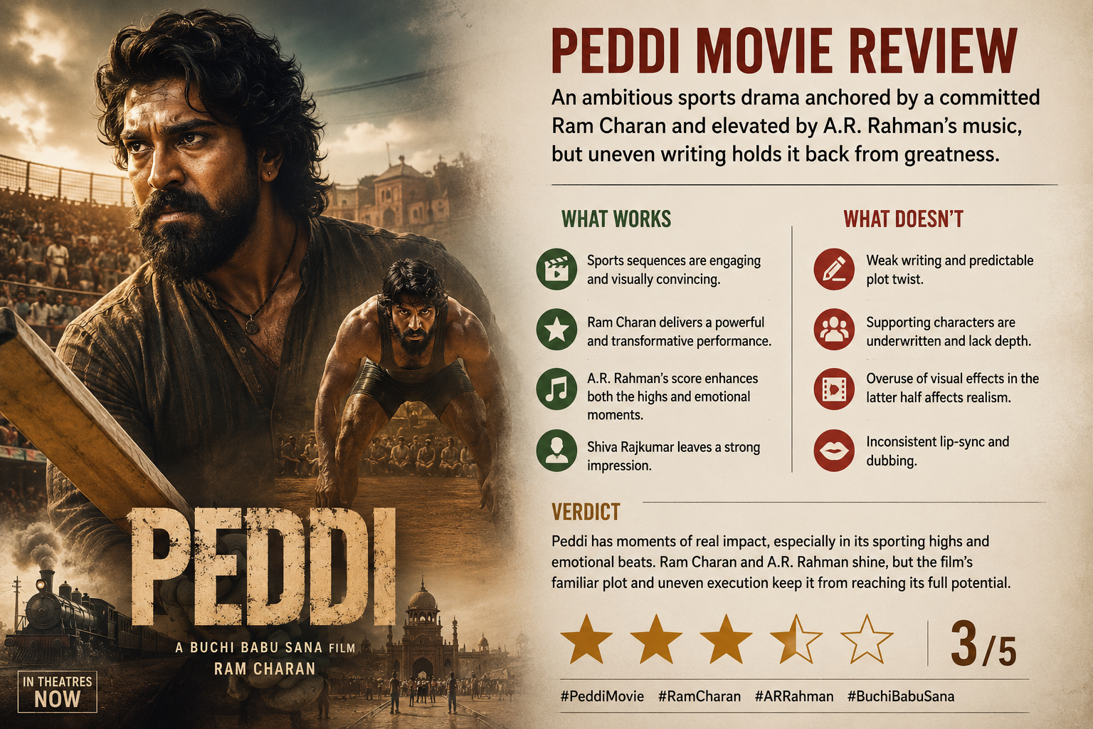 Peddi Review: Strong Performances and Music Elevate an Uneven Sports Drama