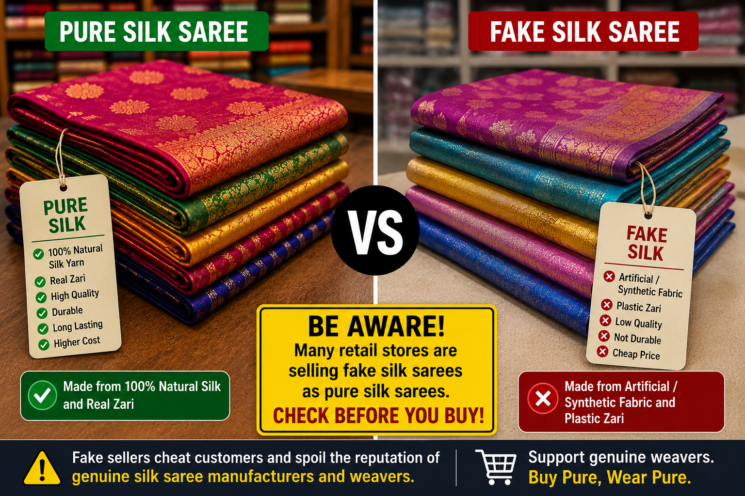 Concerns Grow Over Imitation Silk Sarees in the Market