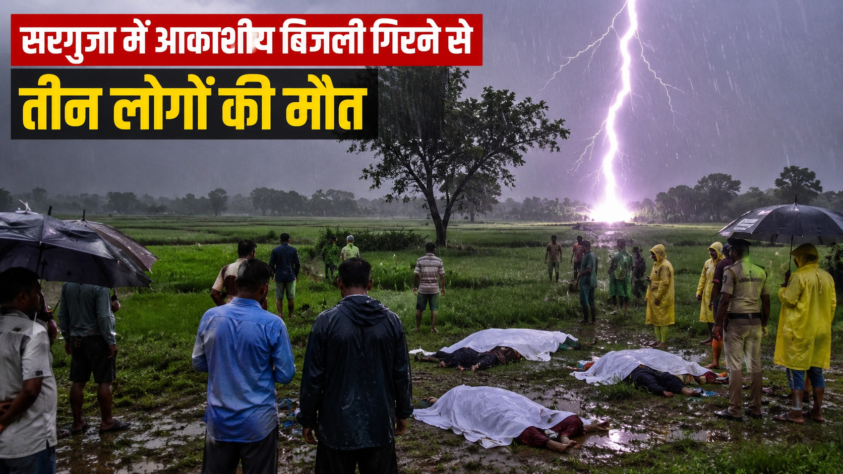 सरगुजा में आकाशीय बिजली गिरने से तीन लोगों की मौत