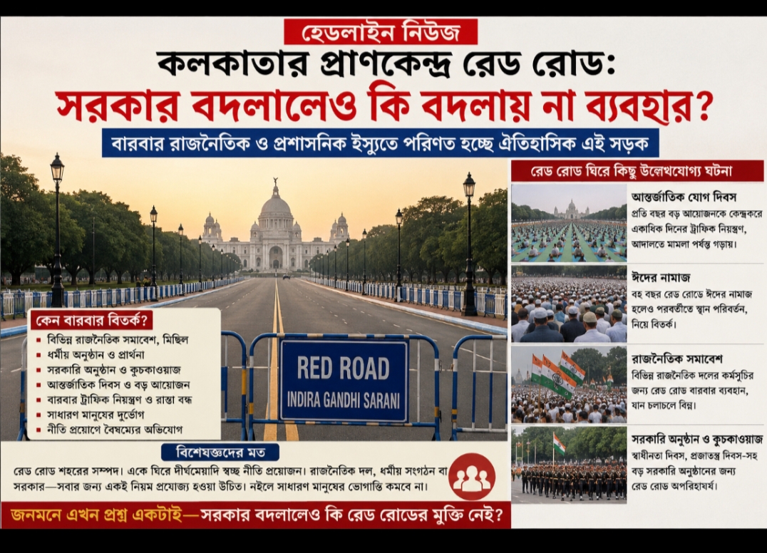 রেড রোডের ব্যবহার নিয়ে দীর্ঘদিনের বিতর্ক: জনস্বার্থ, প্রশাসন ও নীতির প্রশ্ন