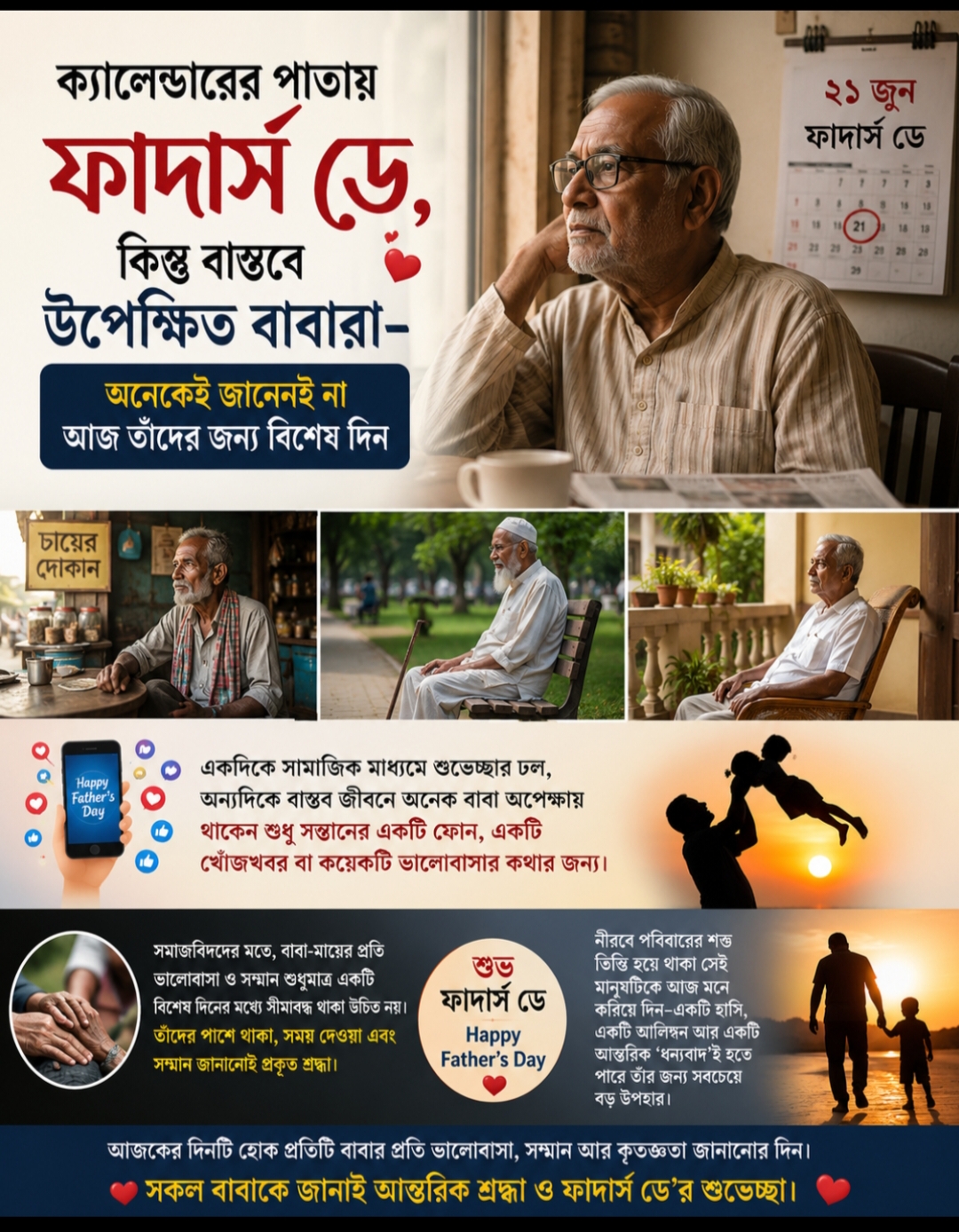 ক্যালেন্ডারের পাতায় ফাদার্স ডে, বাস্তবে অনেক বাবার দিন কাটে নীরবে