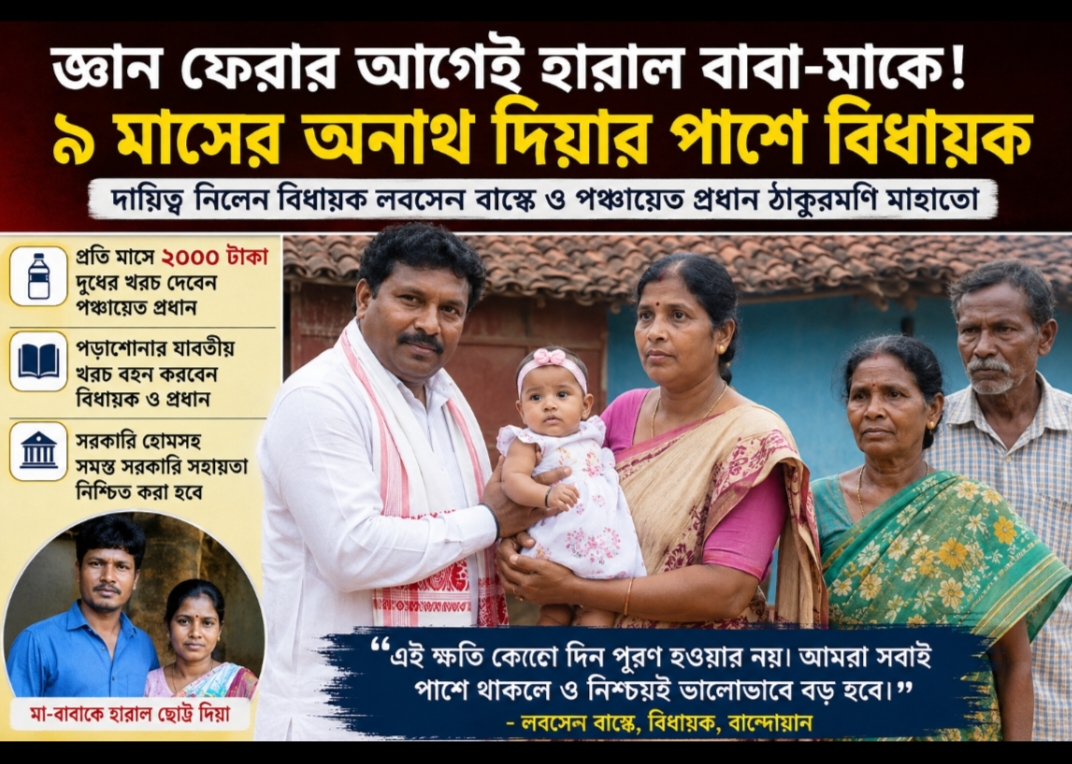 ৯ মাসের দিয়া মাহাতোর পাশে বিধায়ক ও পঞ্চায়েত প্রধান
